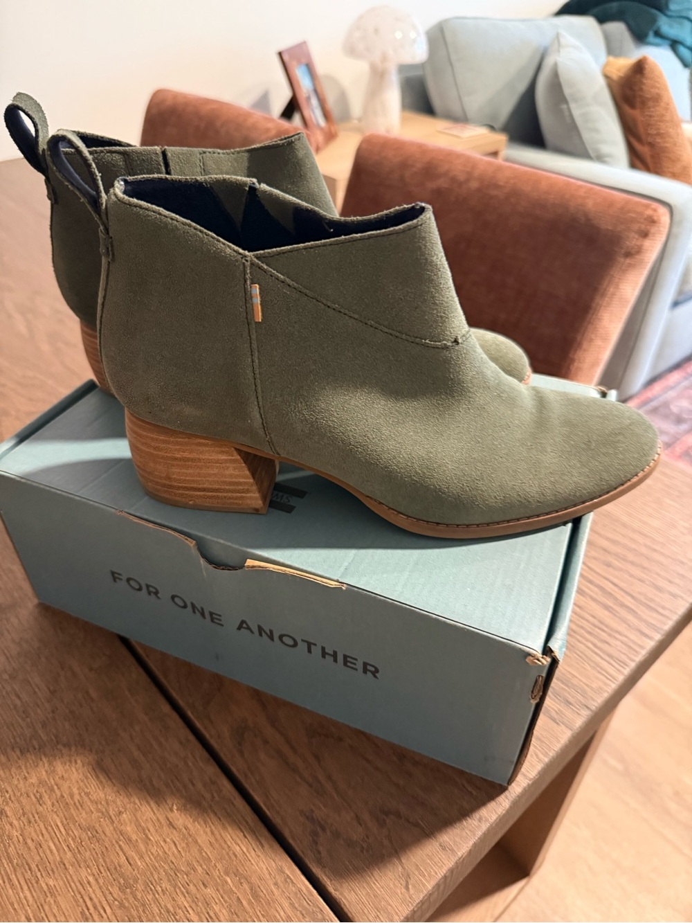 Toms Olive Suede Ankle Booties